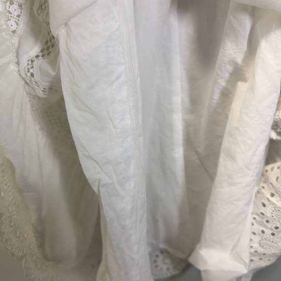 Talbots Woman White Cotton Eyelet Lace Maxi Dress Sleeveless 14W Side Zip Boho - Picture 8 of 10